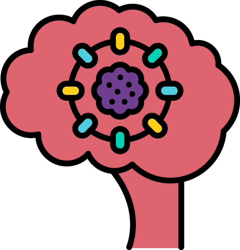 Brain Tumor Line Filled Icon vector
