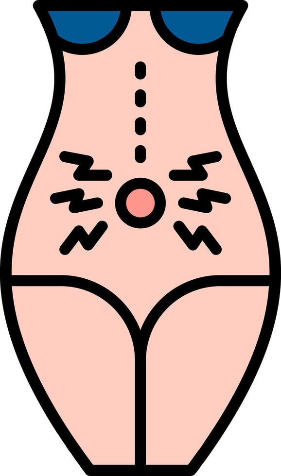 Belly Pain Line Filled Icon vector
