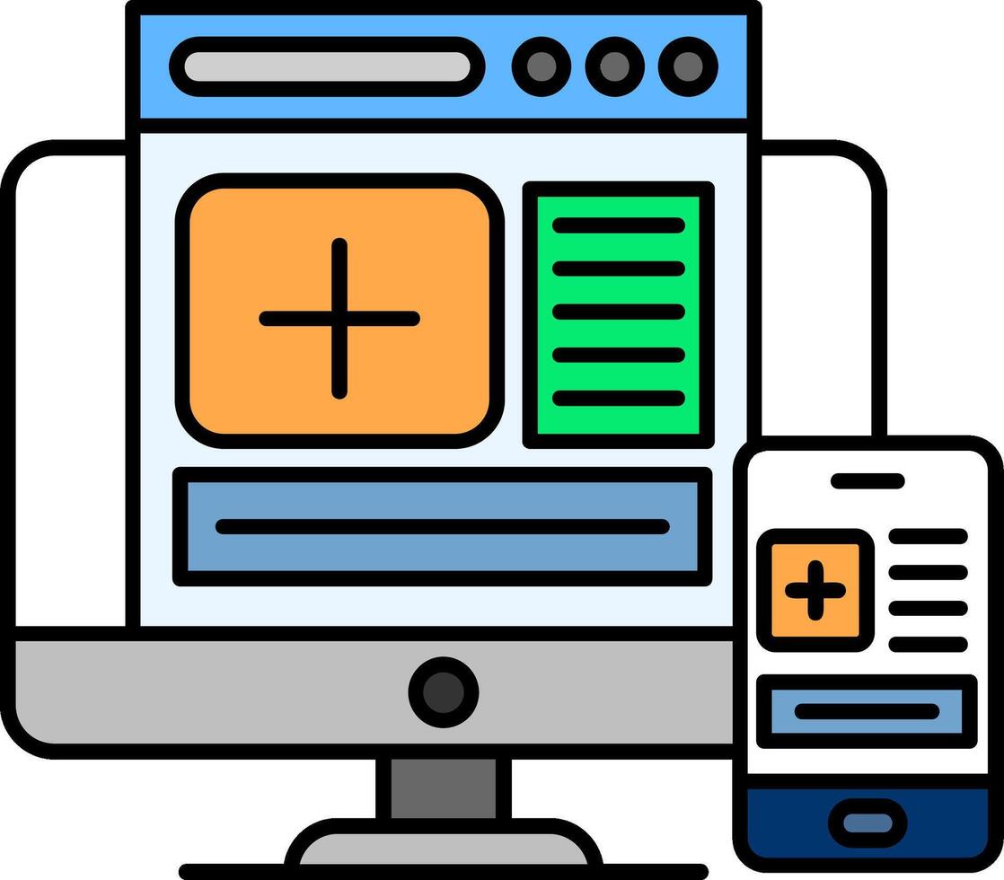 Responsive Line Filled Icon vector