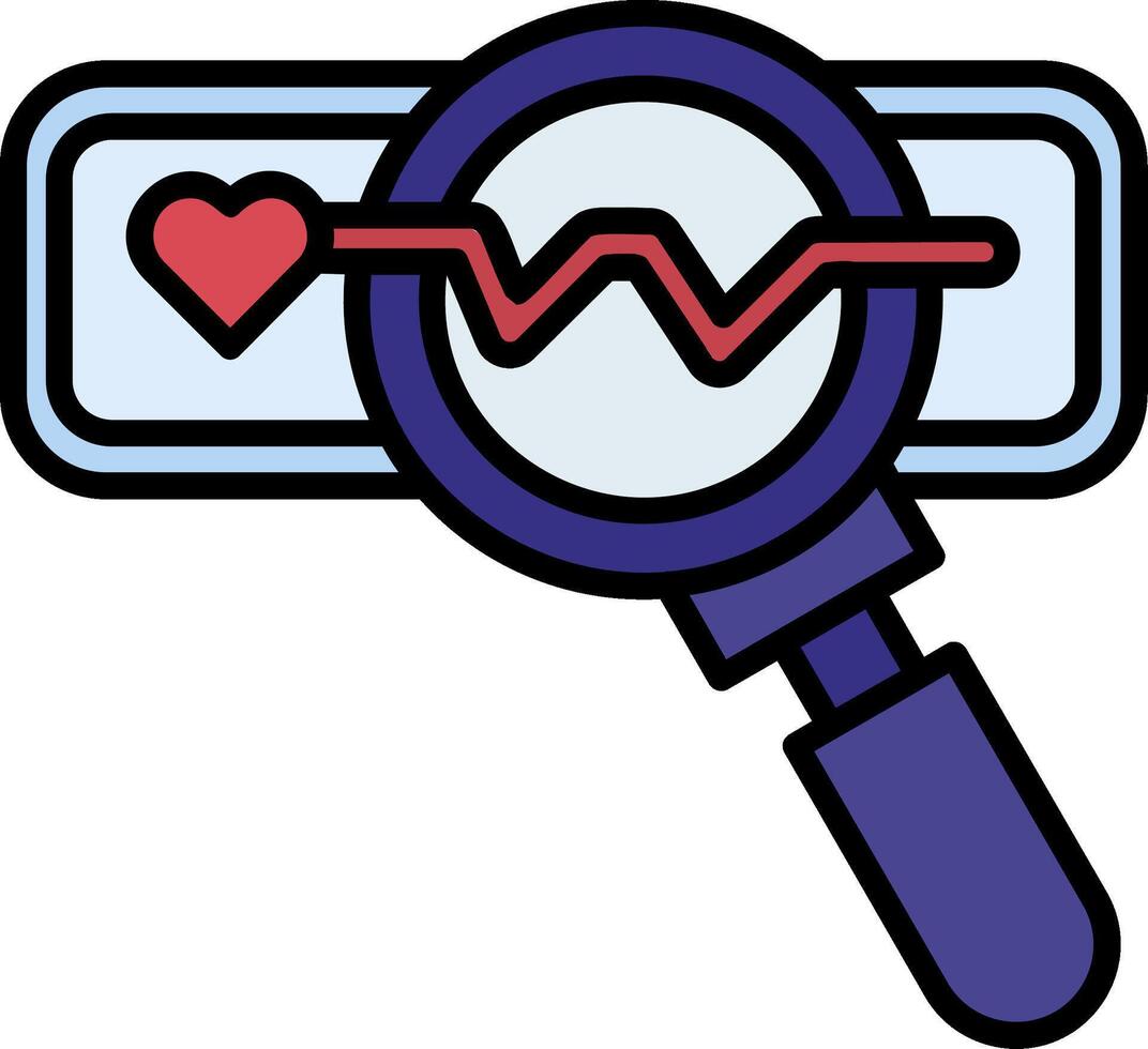 Heart Rate Observation Line Filled Icon vector