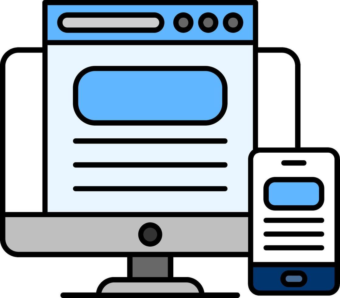 Responsive Design Line Filled Icon vector
