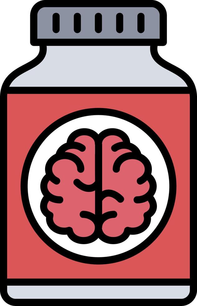 Brain Pills Line Filled Icon vector