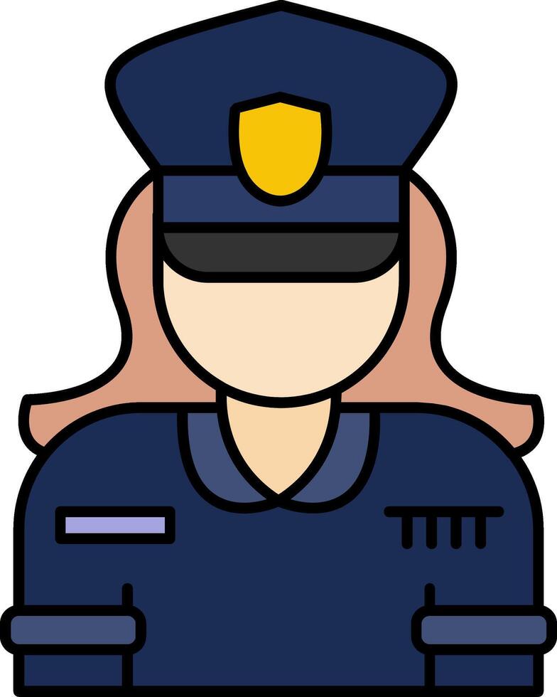 Policewoman Line Filled Icon vector