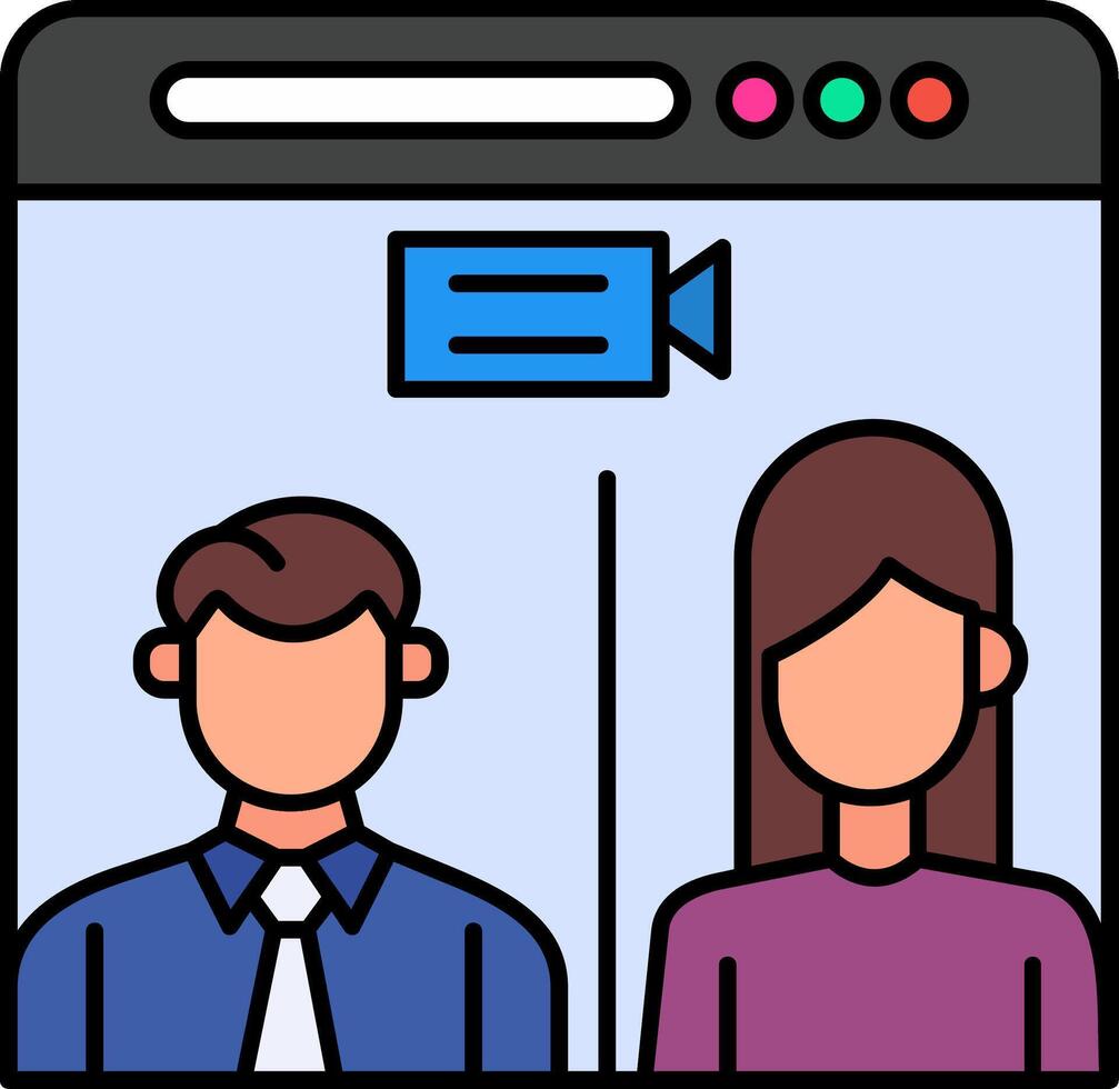 Web Conference Line Filled Icon vector
