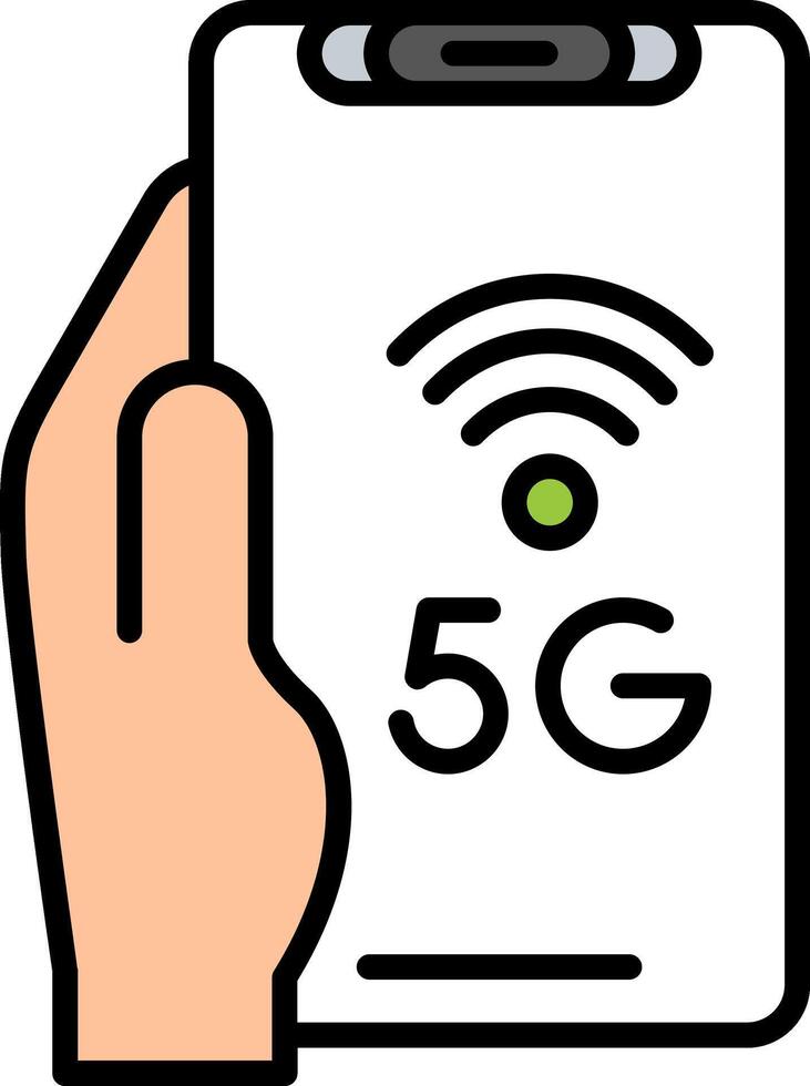 5g Line Filled Icon vector