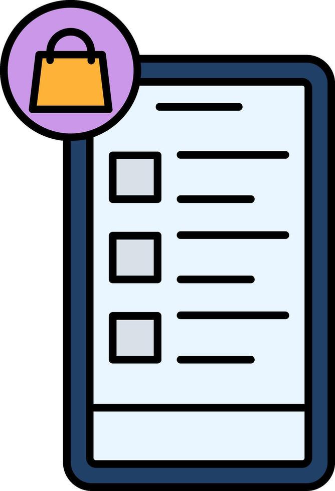 OnLine Filled Shopping Wishlist Line Filled Icon vector