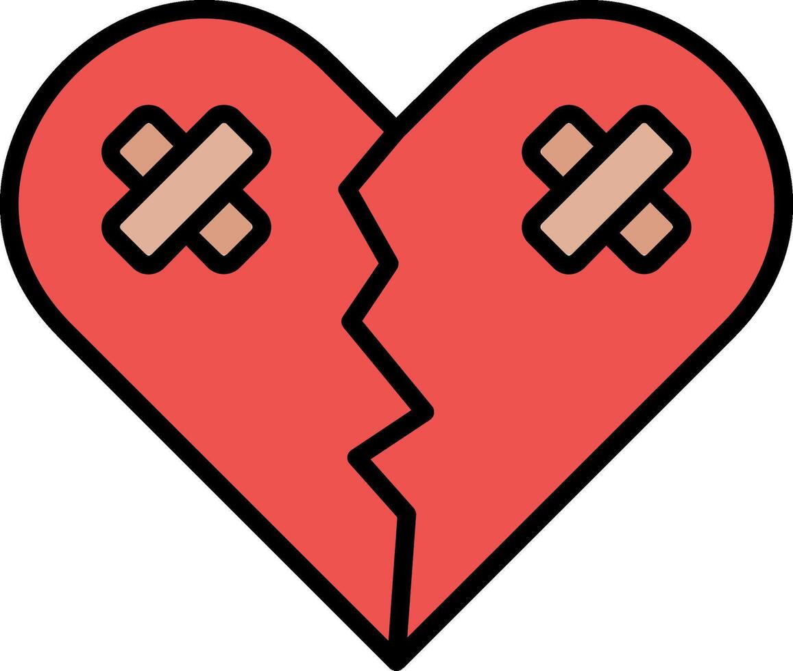 Broken Heart Line Filled Icon vector