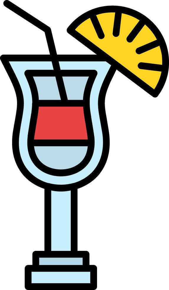 Cocktail Line Filled Icon vector