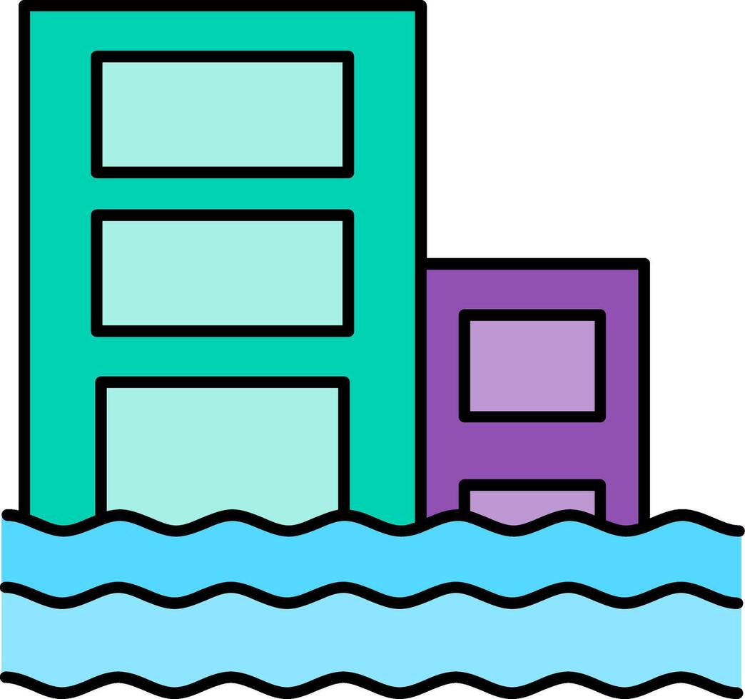 Flood Line Filled Icon vector