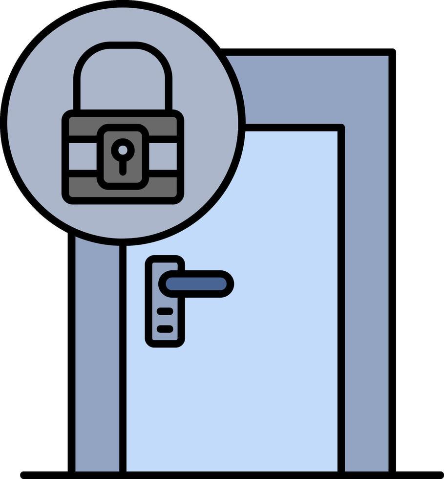Door Lock Line Filled Icon vector