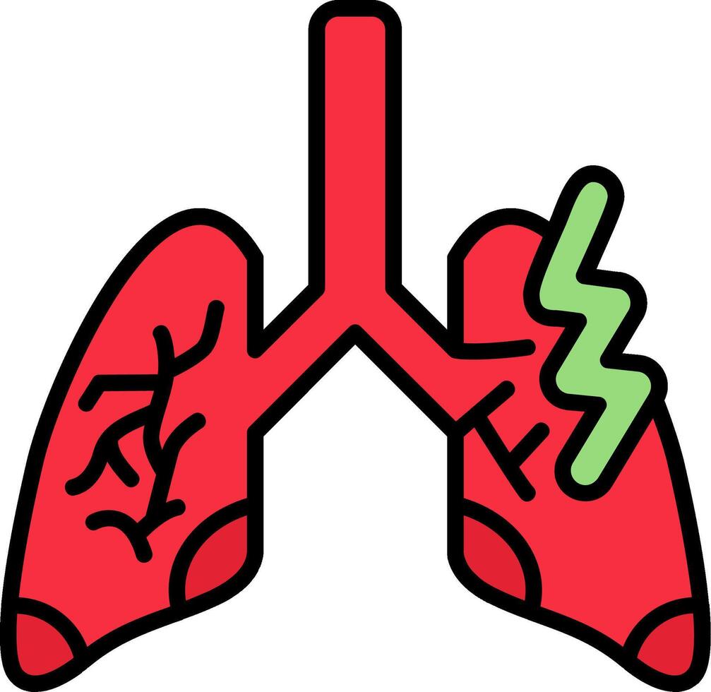 Lungs Pain Line Filled Icon vector