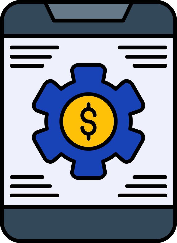 Banking App Settings Line Filled Icon vector