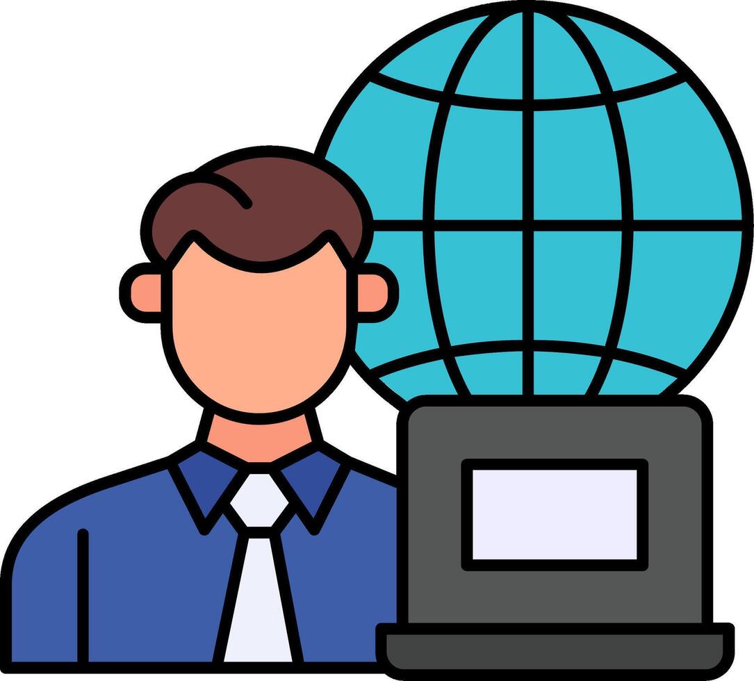 Remotely Working Line Filled Icon vector