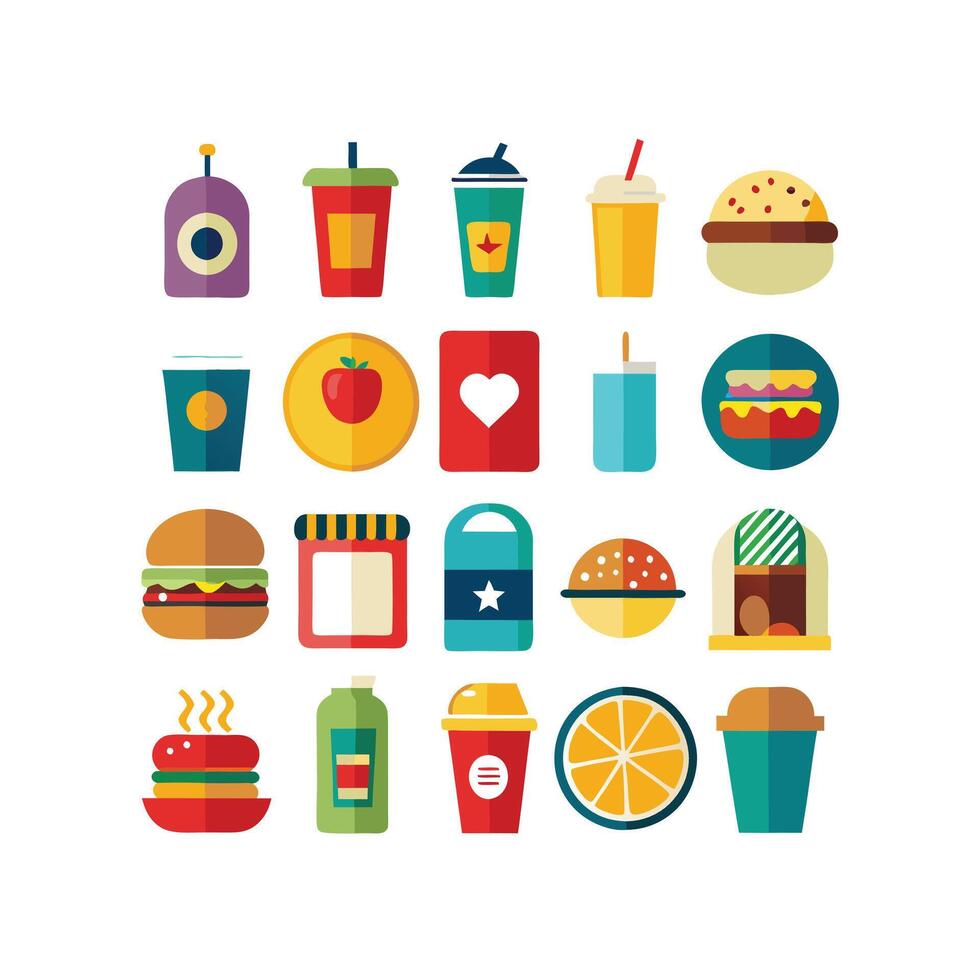 Food and Drink Icon Set Collection for Documents, Websites and Mobile Applications vector
