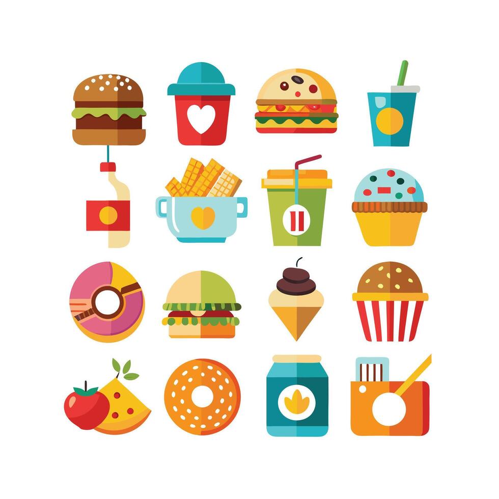 Food and Drink Icon Set Collection for Documents, Websites and Mobile Applications vector