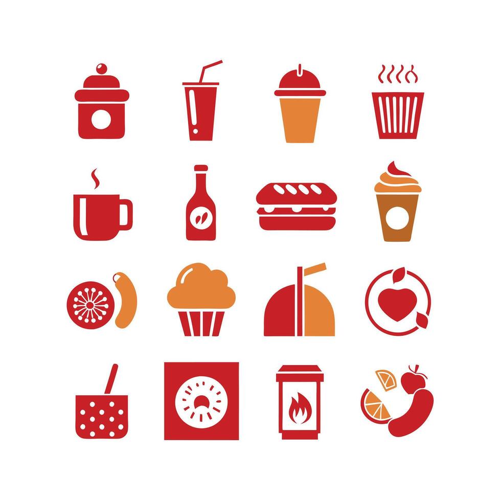 Food and Drink Icon Set Collection for Documents, Websites and Mobile Applications vector