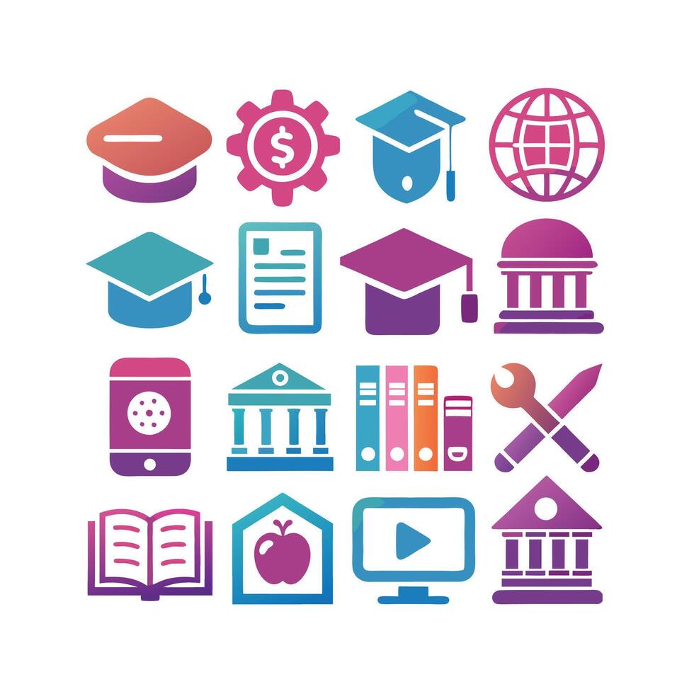 Education Icon Set Collection for Documents, Websites and Mobile Applications vector