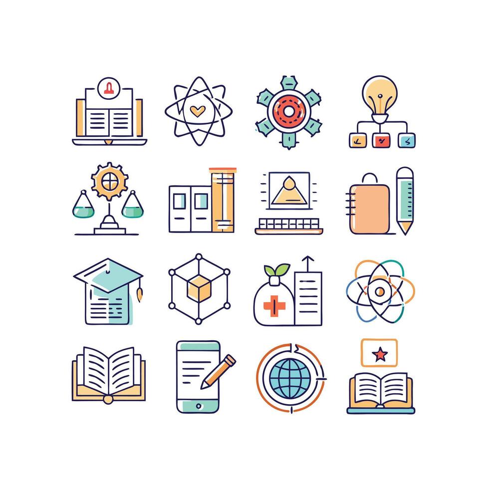 Education Icon Set Collection for Documents, Websites and Mobile Applications vector