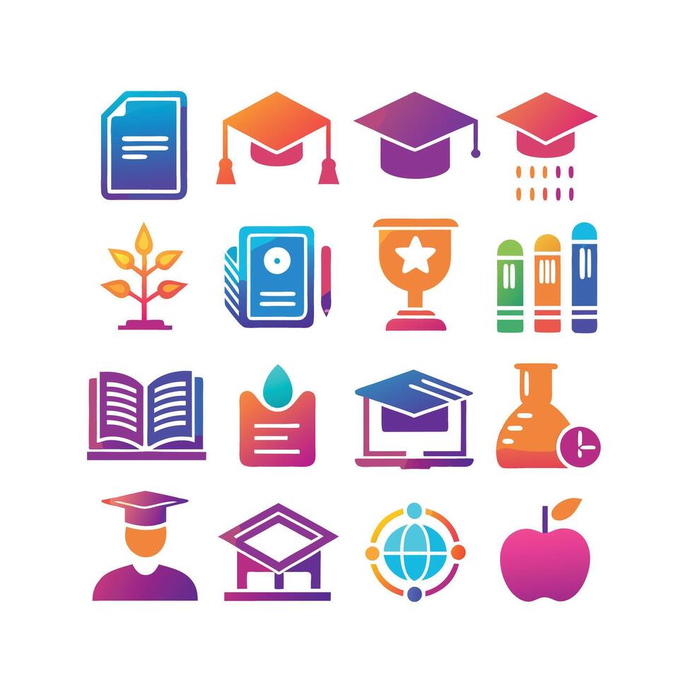 Education Icon Set Collection for Documents, Websites and Mobile Applications vector