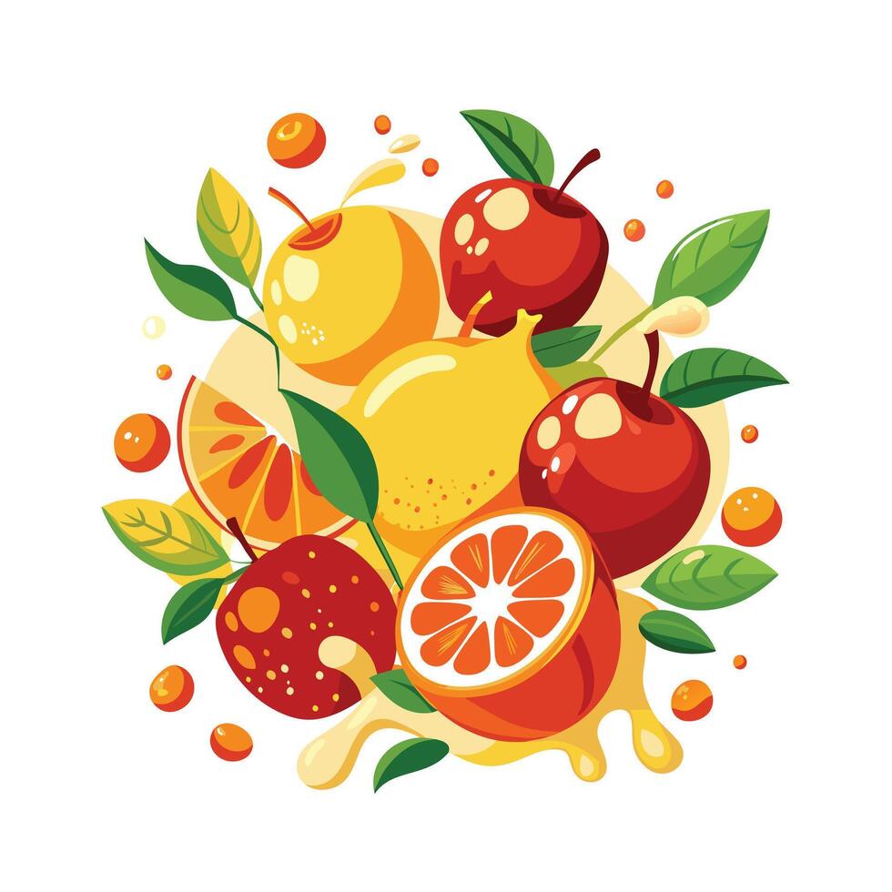 Realistic Fruits Illustration Concepts vector