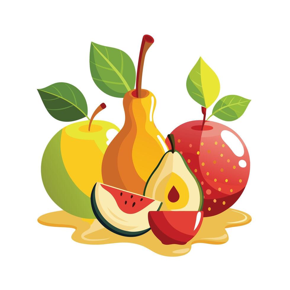 Realistic Fruits Illustration Concepts vector