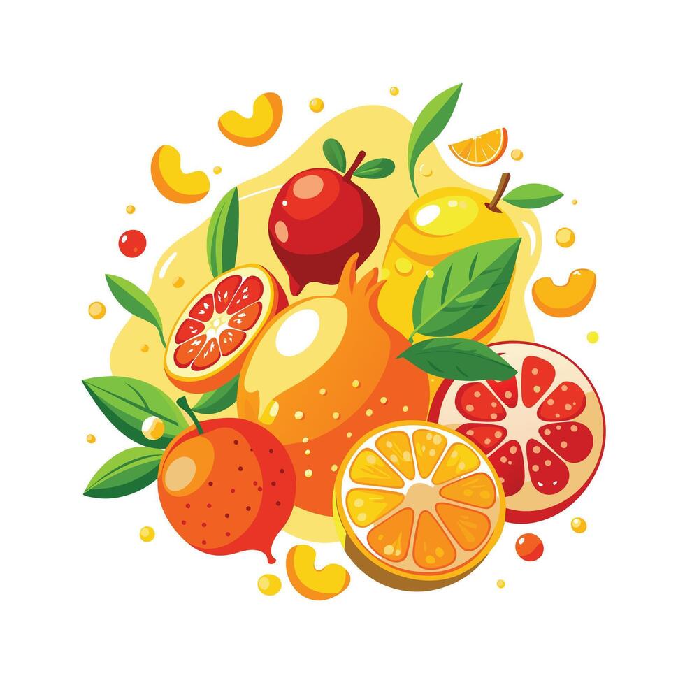 Realistic Fruits Illustration Concepts vector