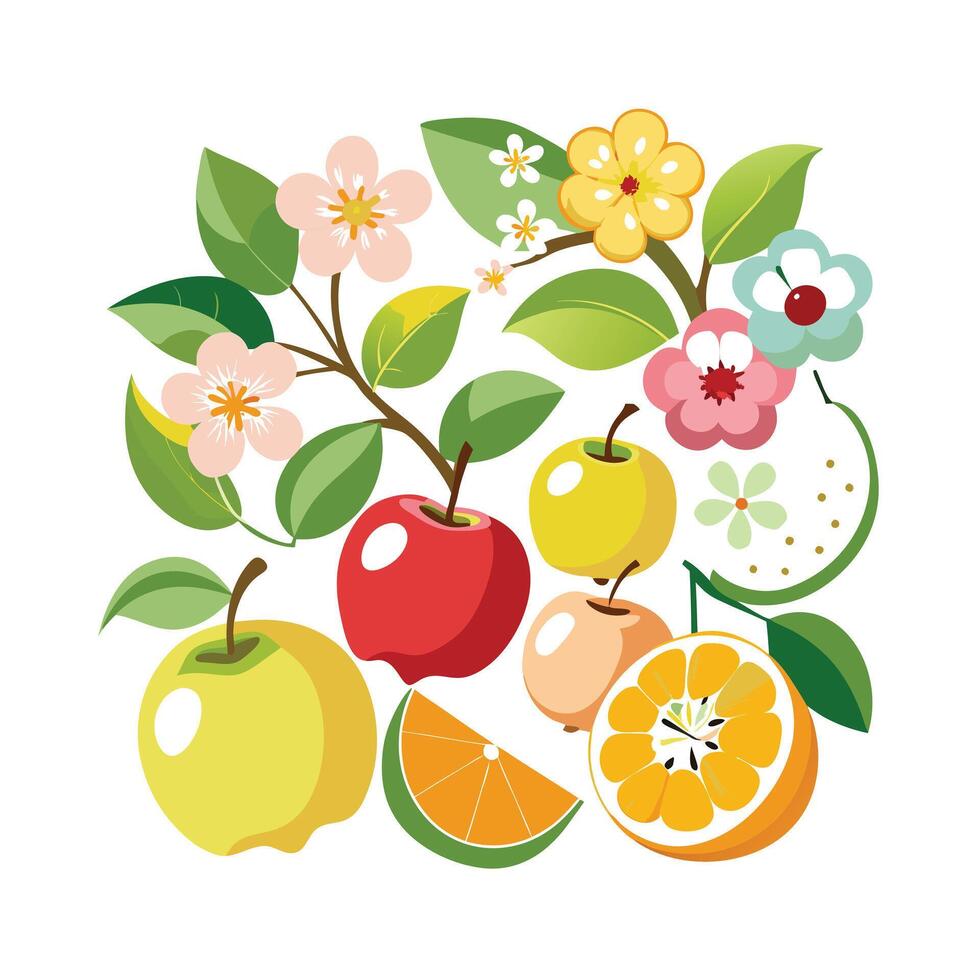Realistic Fruits Illustration Concepts vector