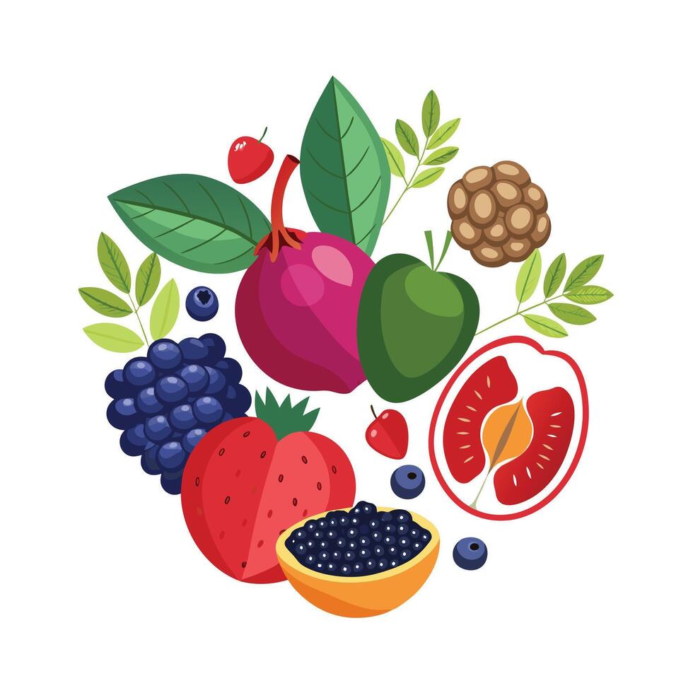 Realistic Fruits Illustration Concepts vector