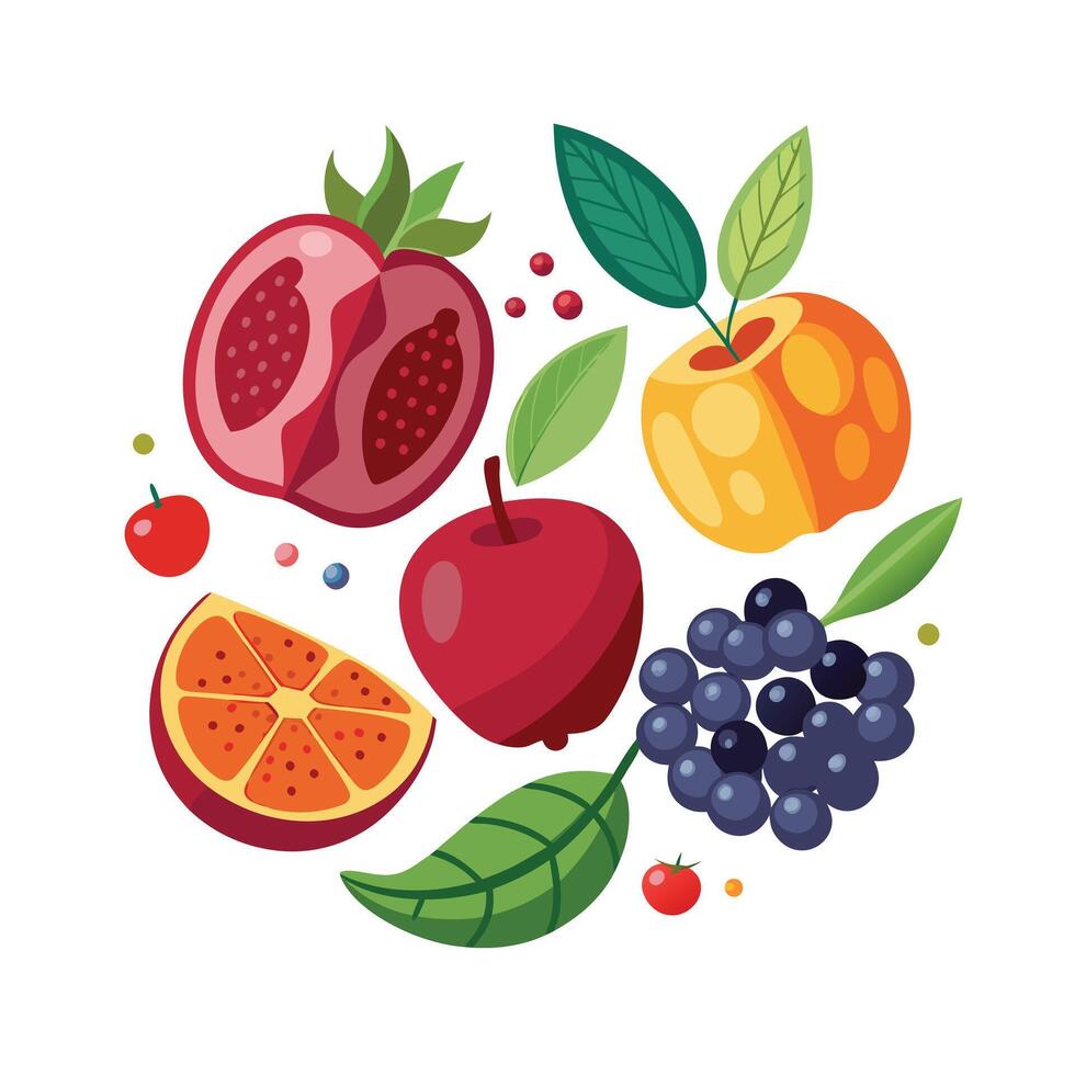 Realistic Fruits Illustration Concepts vector