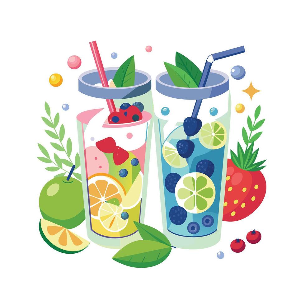 Realistic Fruits Illustration Concepts vector