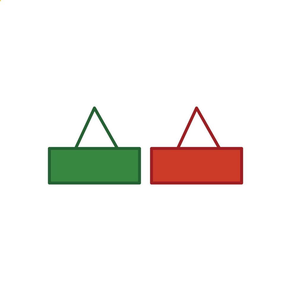 Two-way signboard icon. Two-way signboard. illustration of two red and green signboards. Illustration element design for instructions, name signs, services, shops etc vector