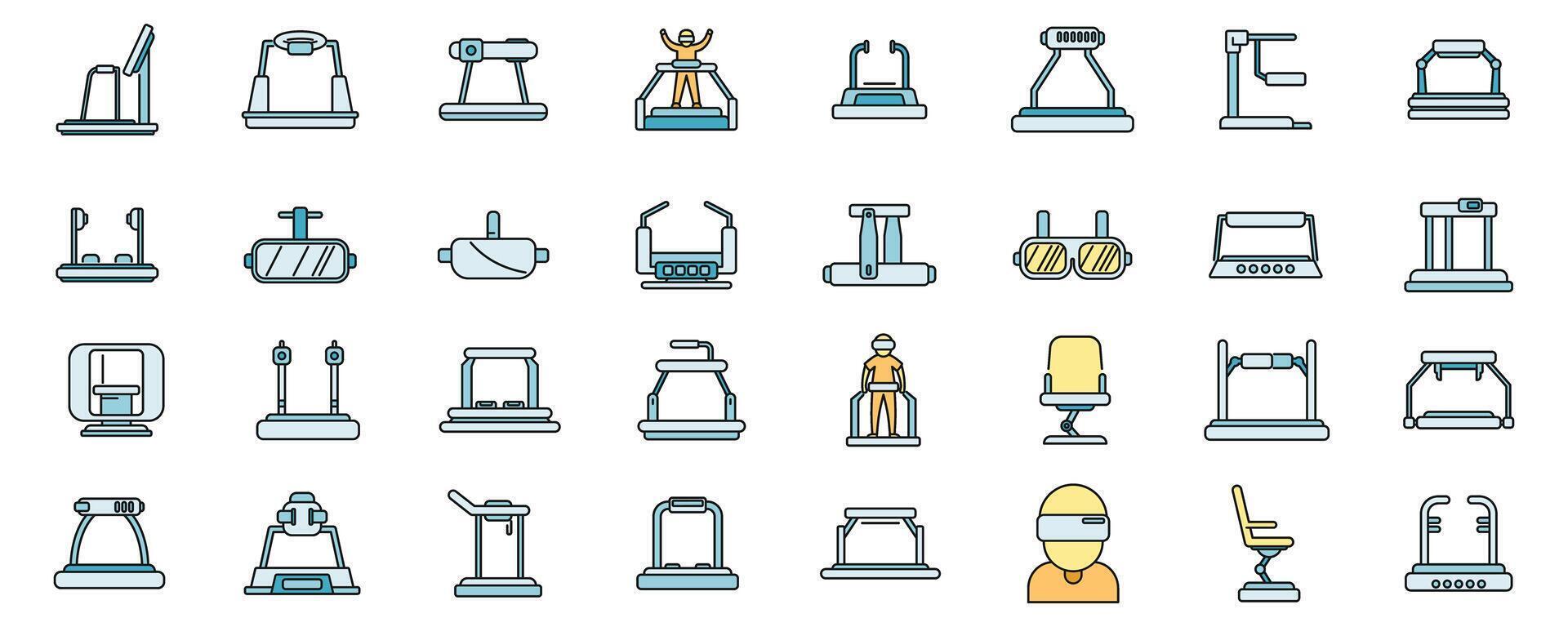 Vr platform icons set color line vector