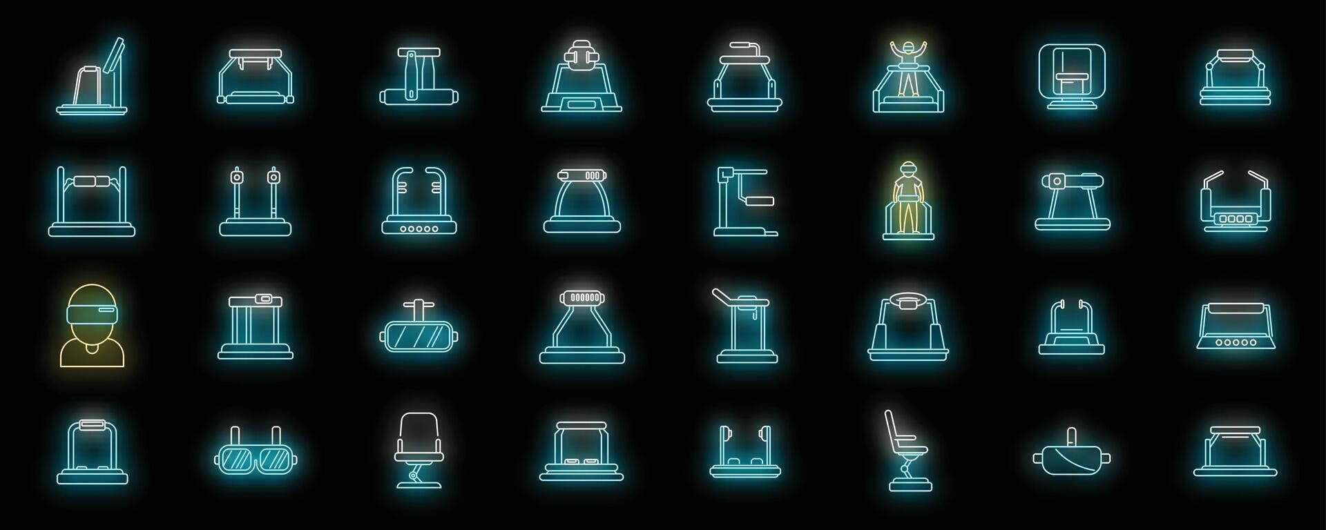 Vr platform icons set neon vector