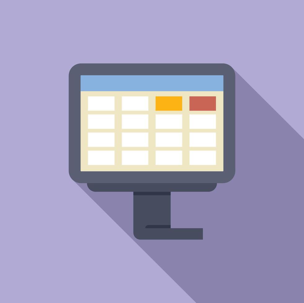 Computer showing spreadsheet with cells containing data for analysis vector