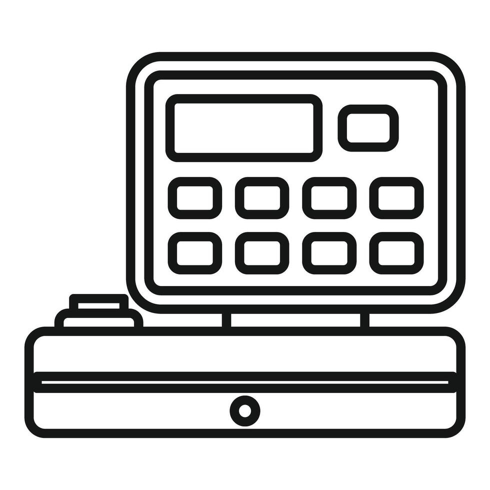Modern cash register standing on counter for payment vector