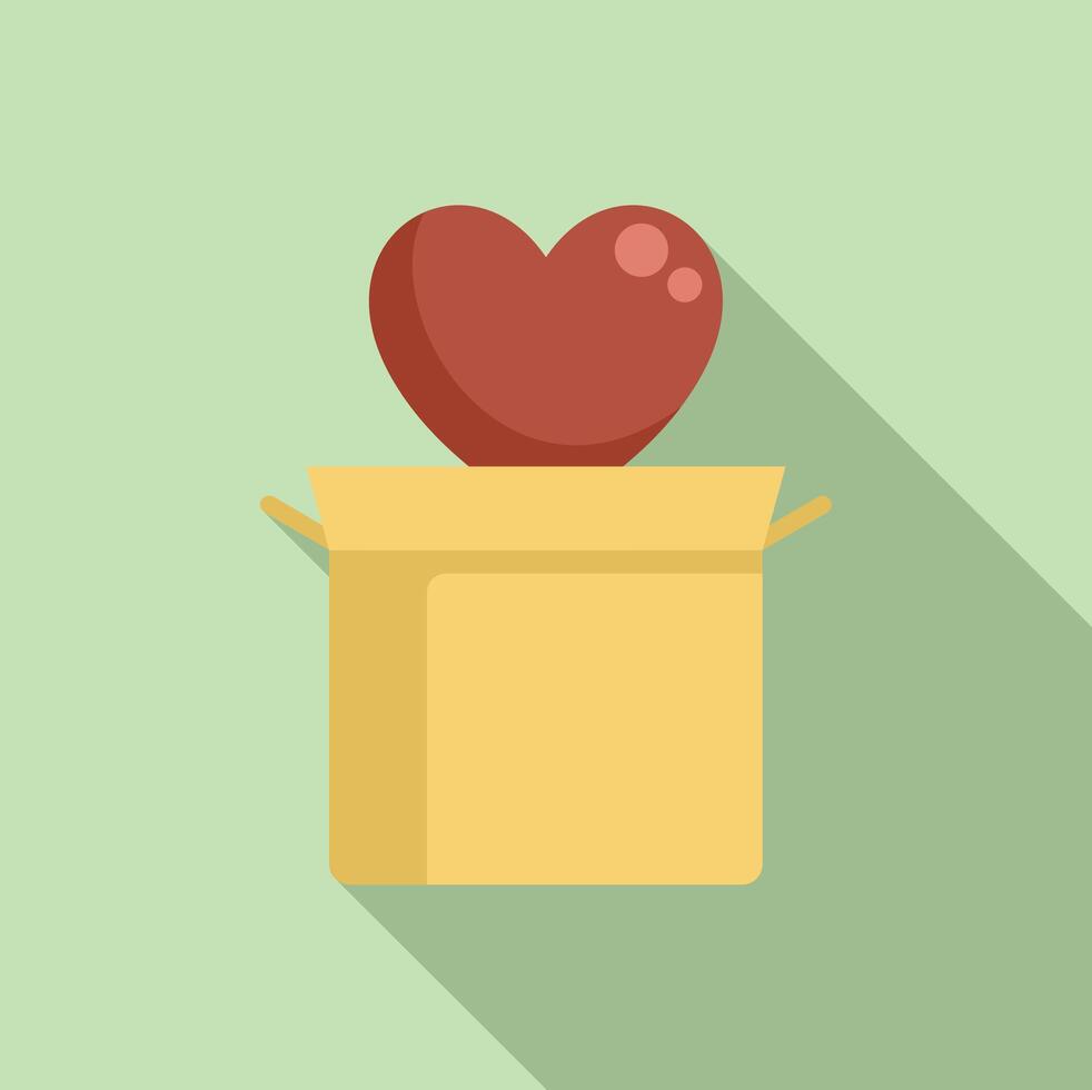 Big red heart floating out of open cardboard box vector