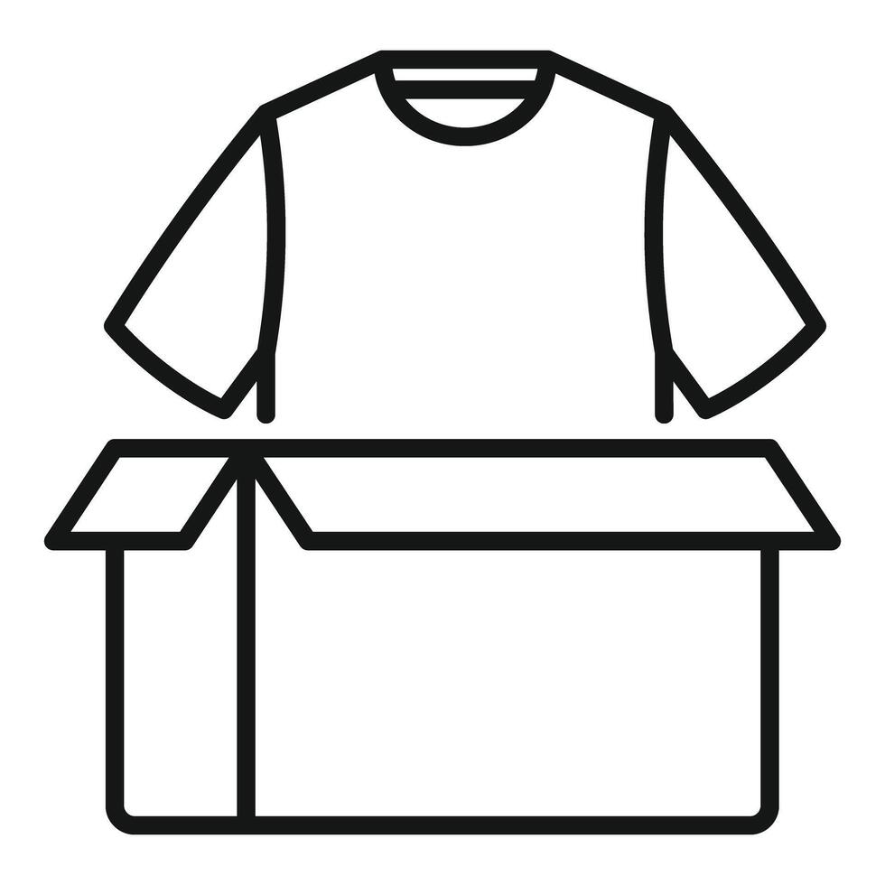 Open cardboard box and t shirt for online shop delivery service vector