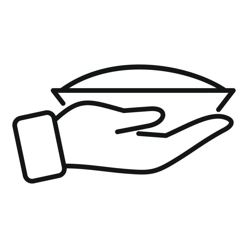 Waiter holding empty plate icon thin line for restaurant service vector