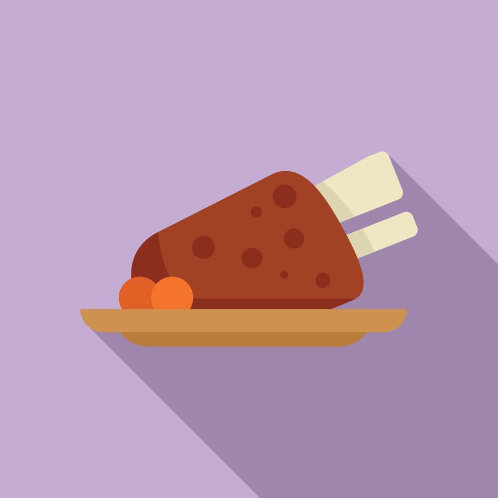 Big piece of meat on bone lying on plate with garnish vector