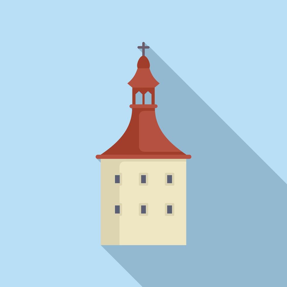 Medieval european church building with red roof and cross vector