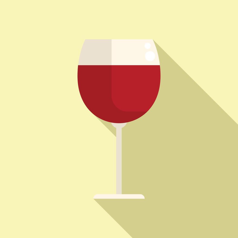 Wine glass standing with red wine and long shadow vector
