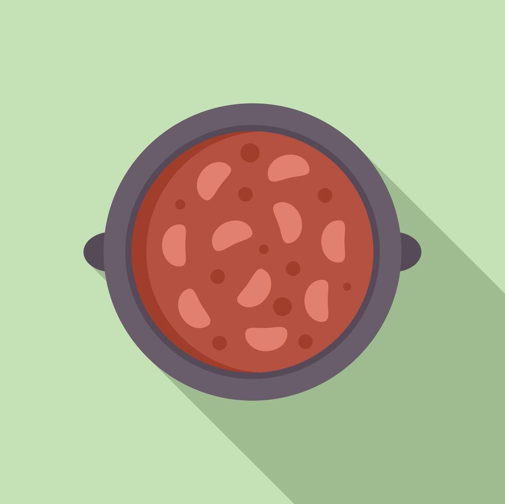 Steaming bean soup cooking in pot illustration vector