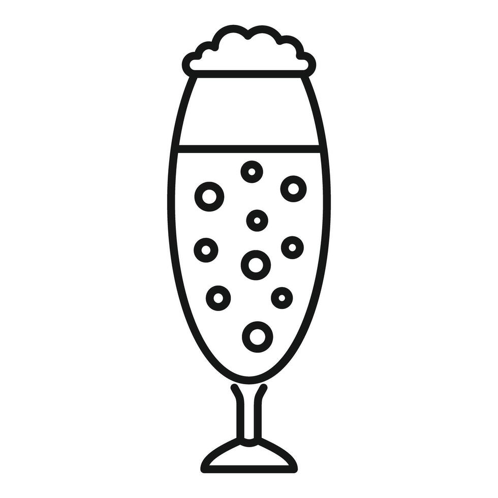 Tall glass full of beer with bubbles icon vector