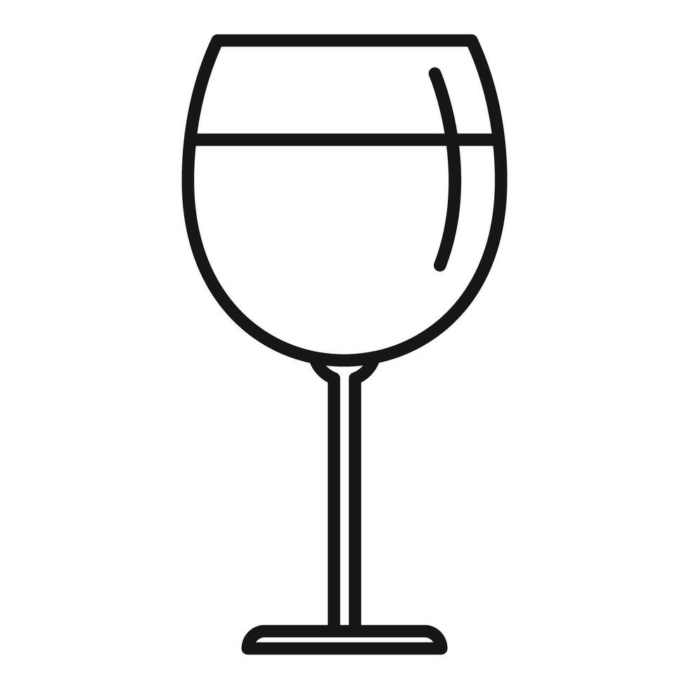 Wineglass with wine standing on thin stem line icon vector