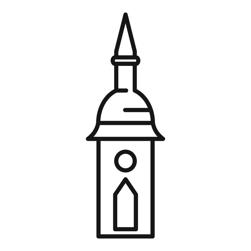 Simple black and white line art drawing of a clock tower vector