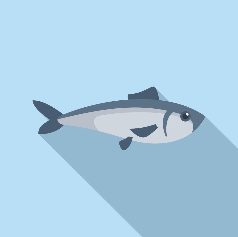 Atlantic herring fish swimming underwater with long shadow vector