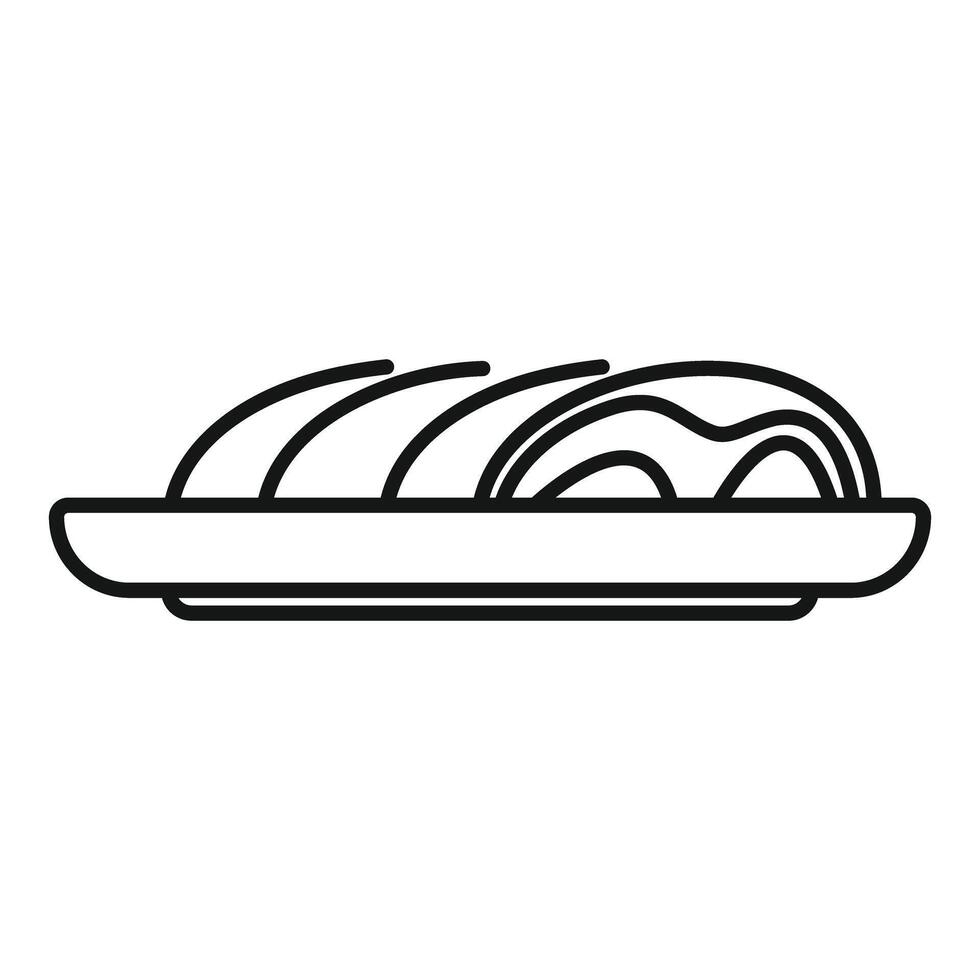 Delicious shawarma lying on plate line icon, fast food concept vector