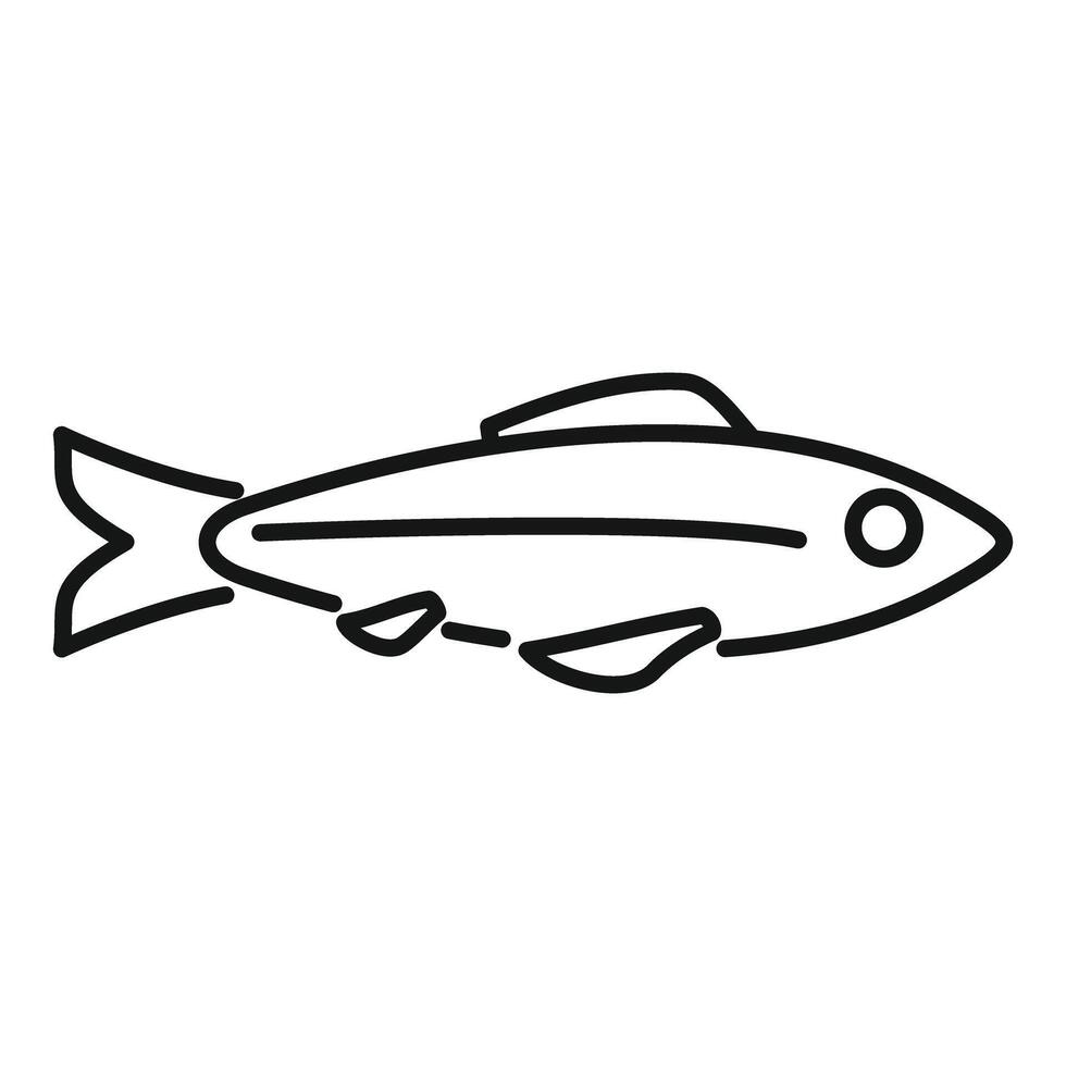 Minimalist line art icon of fish swimming right vector