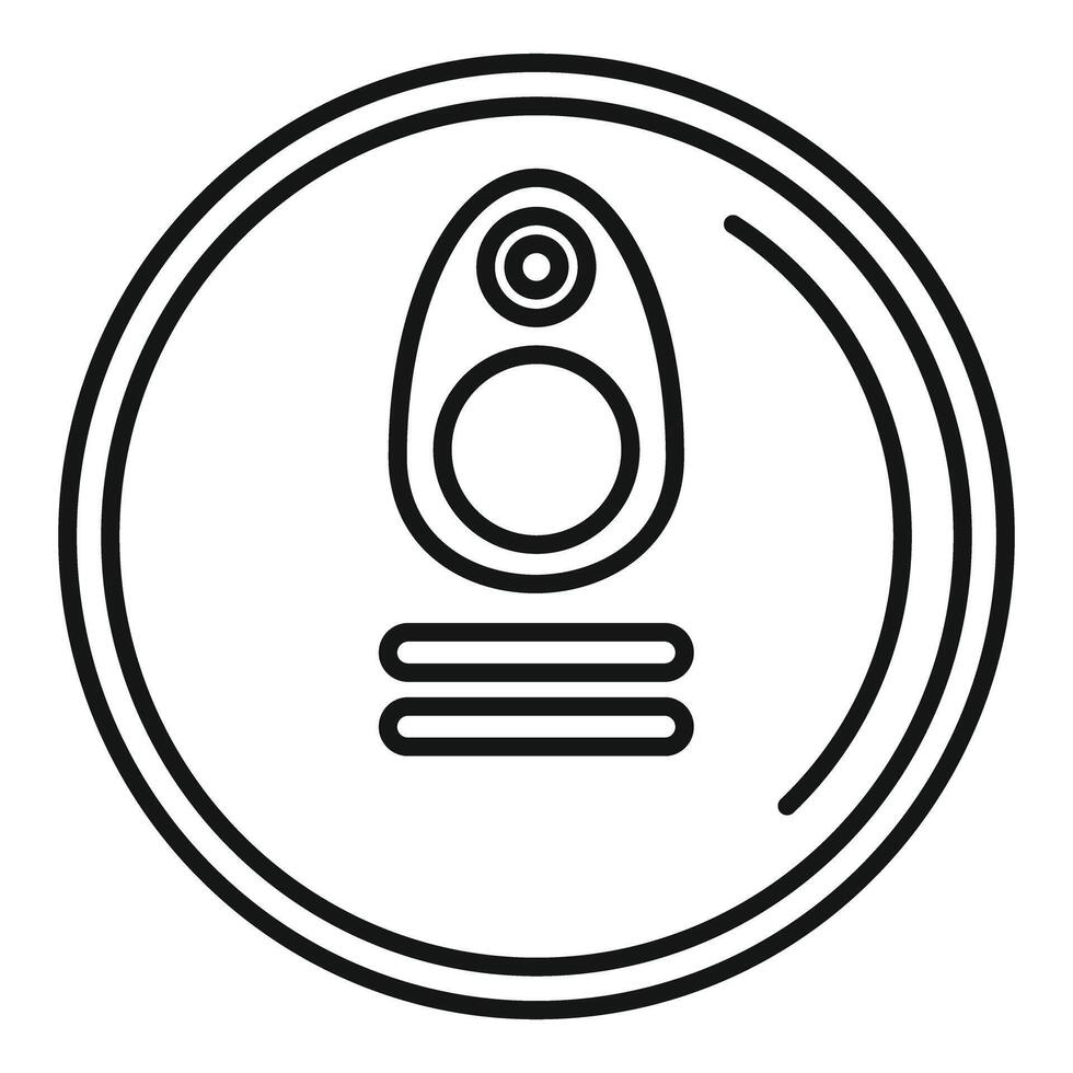 Canned food top view showing key opening, outline icon style vector