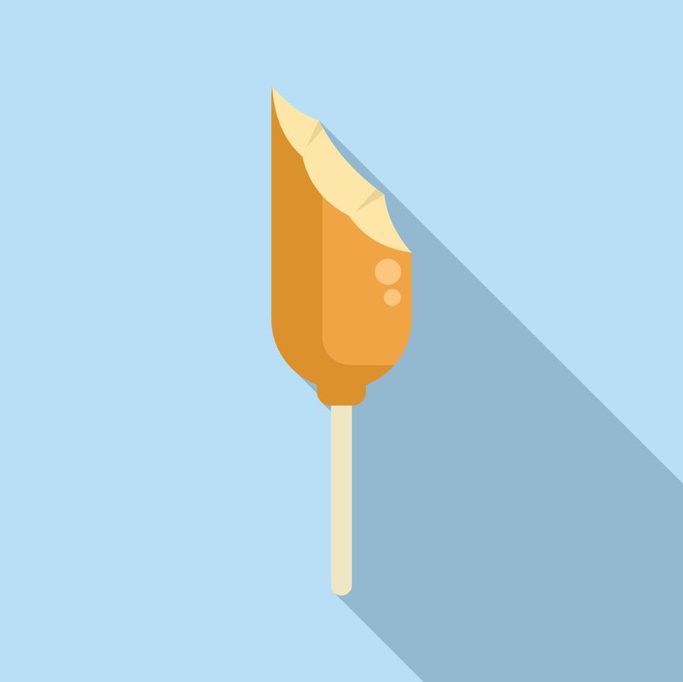 Half eaten corn dog on a stick with bite marks vector